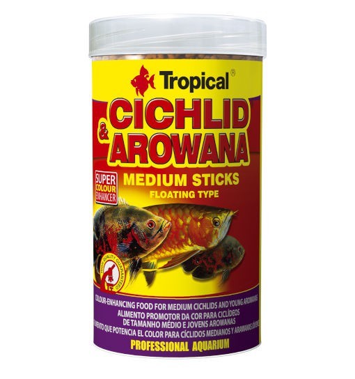 Tropical Cichlid & Arowana medium sticks - pokarm wybarwiający w postaci pływających pałeczek