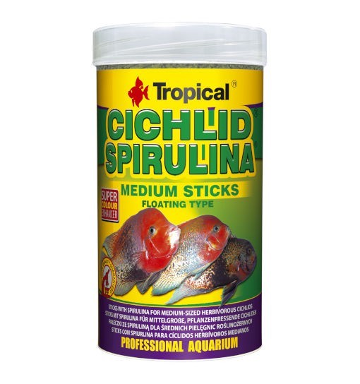 Tropical Cichlid Spirulina Medium Sticks - pokarm roślinny w postaci pływających pałeczek