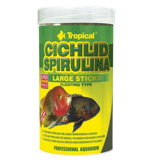 Tropical Cichlid Spirulina Large Sticks - pokarm wybarwiający w postaci pływających pałeczek