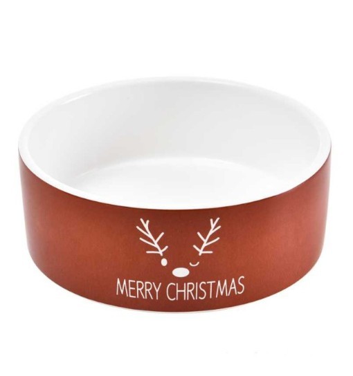 Barry King Miska ceramiczna dla psa Merry Christmas /czerwona