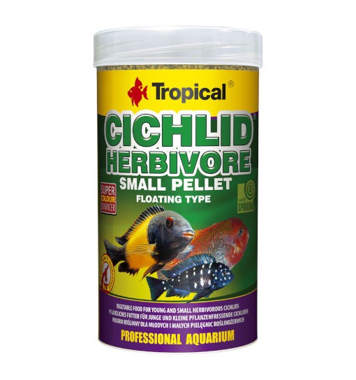 Tropical Cichlid Herbivore Small Pellet 250ml - roślinny pokarm dla młodych i mniejszych gatunków roślinożernych pielęgnic