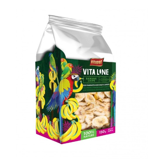Vitapol Vitaline chipsy bananowe dla papug i ptaków egzotycznych 150g