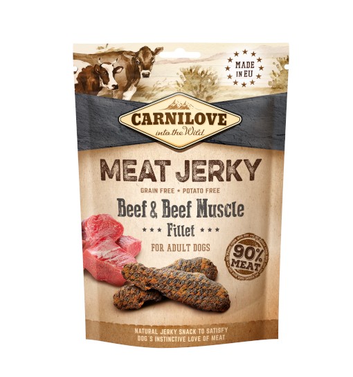 Carnilove Jerky Beef & Beef Muscle Fillet 100g - przysmaki z wołowiną i filetem wołowym