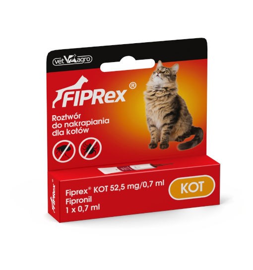 Fiprex Spot-on kot (1x0,7ml) - produkt leczniczy przeznaczony do zwalczanie kleszczy, pcheł i wszy