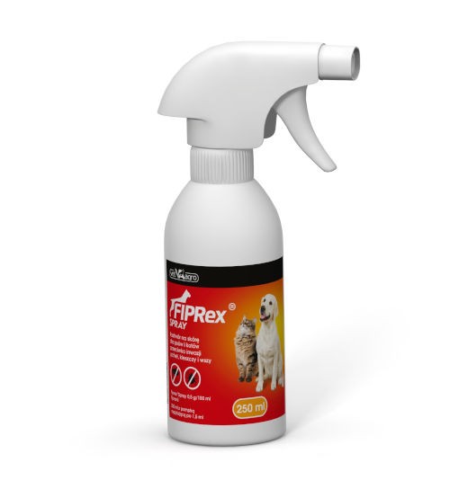 Vet-Agro Fiprex spray 250ml - produkt leczniczy przeznaczony do zwalczanie kleszczy, pcheł i wszy