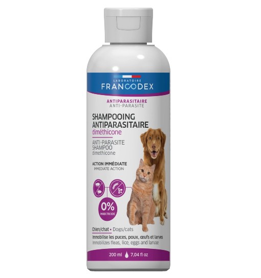 Francodex Szampon dla psów i kotów przeciw pasożytom, z dimetykonem 200ml