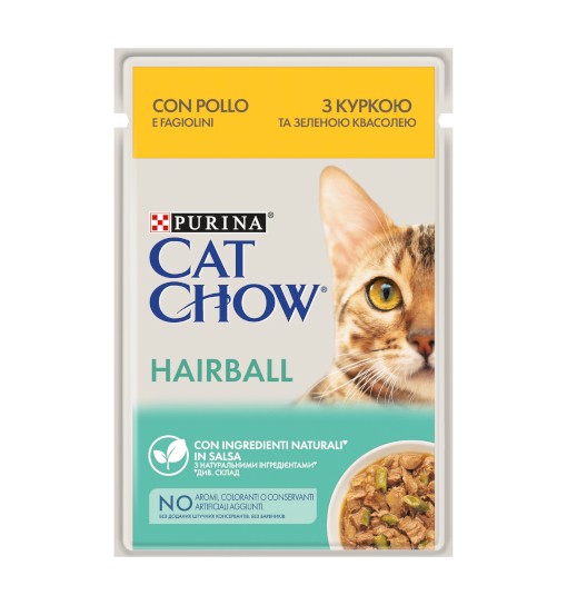 Saszetka Cat Chow Hairball - kurczak i zielona fasolka w sosie 85 g