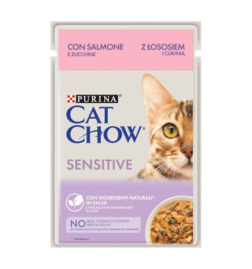 Saszetka Cat Chow Senistive - łosoś i cukinia w sosie 85 g