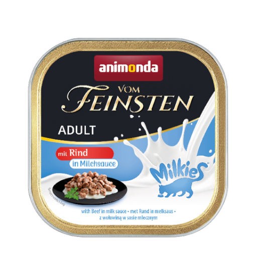 Animonda VOM FEINSTEN Milkies adult cat szalka 100g - kawałki wołowiny w mlecznym sosie