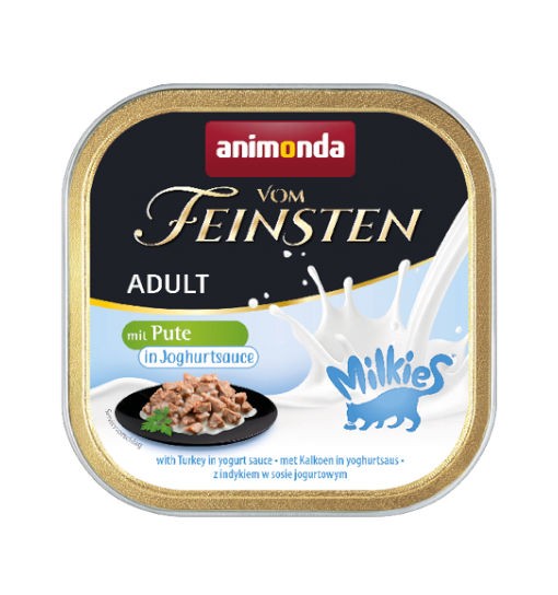 Animonda VOM FEINSTEN Milkies adult cat szalka 100g - kawałki indyka w jogurtowym sosie