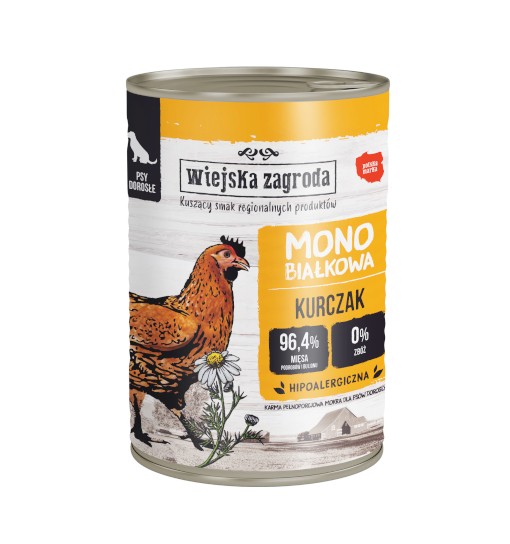 Wiejska Zagroda karma mokra monobiałkowa kurczak dla psa 400g