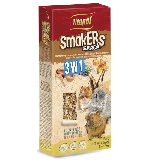Vitapol Smakers Snack 3w1 dla gryzoni i królika 3 szt 135g