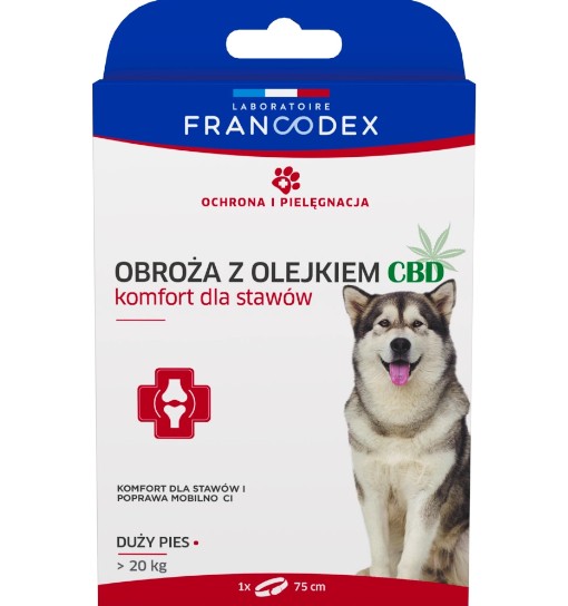 FRANCODEX Obroża z olejkiem CBD 75 cm dla psów o wadze powyżej 20 kg