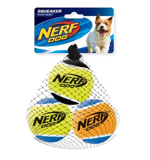 Nerf Zestaw piszczących piłek tenisowych NERF , M, 6,5 cm, 3SZT/OPAK