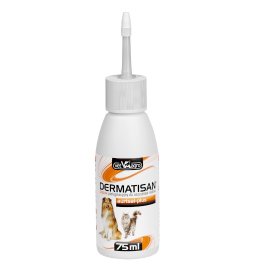 Vet-Agro Dermatisan Aurisal Plus 75ml - płyn do czyszczenia uszu dla psów i kotów