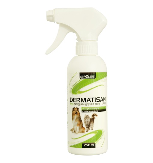 Vet-Agro Dermatisan płyn oczyszczający z chlorheksydyną 250ml - dla psów i kotów