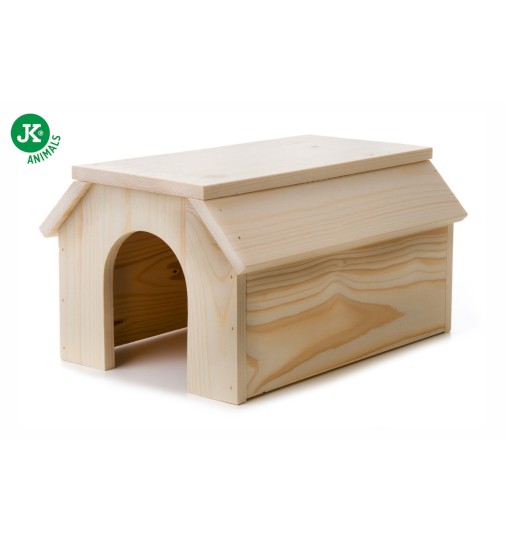 JK Animals Drewniany domek z litego drewna dla królików, 31×21,5×16 cm