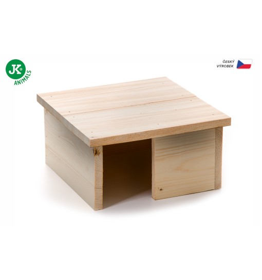 JK Animals Domek drewniany Economic dla świnek morskich, 21,5×24×10,5 cm, domek z litego drewna dla gryzoni
