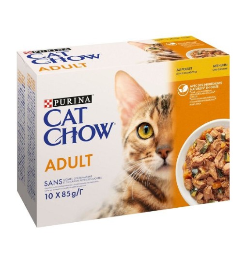 Purina Cat Chow Adult kurczak i cukinia w galaretce 10x85g