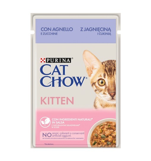 Saszetka Cat Chow Kitten - jagnięcina z cukinia w sosie 85 g