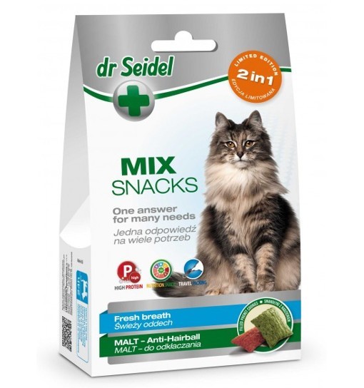 Smakołyki dr Seidla MIX 2w1 na świeży oddech & malt dla kotów 60g