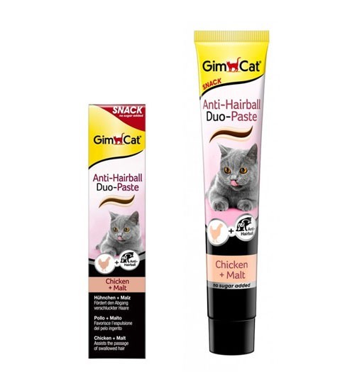 GimCat Anti-Hairball Duo-Paste z kurczakiem i słodem - pasta odkłaczająca (50g)