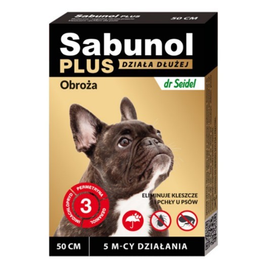SABUNOL PLUS - obroża przeciw pchłom i kleszczom o przedłużonym działaniu dla psa 50 cm