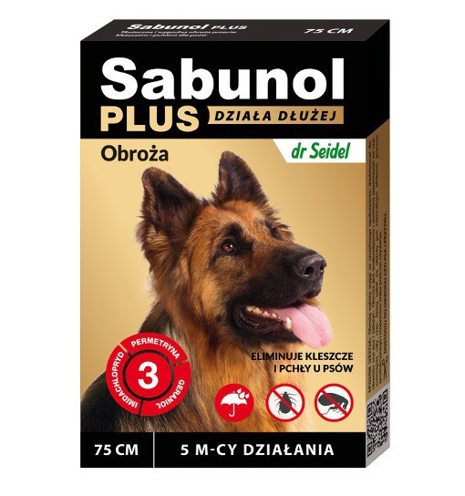 SABUNOL PLUS - obroża przeciw pchłom i kleszczom o przedłużonym działaniu dla psa 75 cm