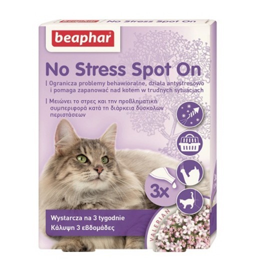 Beaphar No Stress Spot On Cat 3x04,ml - preparat wyciszający dla kotów w kroplach