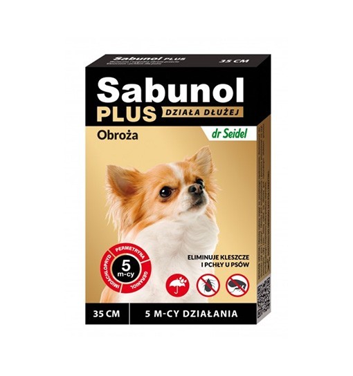 SABUNOL PLUS - obroża przeciw pchłom i kleszczom o przedłużonym działaniu dla psa 35 cm
