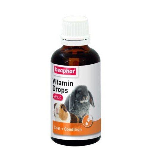 Beaphar Vitamin Drops + Vit.C 50 ml - preparat witaminowy dla królików i gryzoni