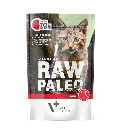 Vet Expert RAW PALEO karma mokra dla kotów sterylizowanych - wołowina 100g