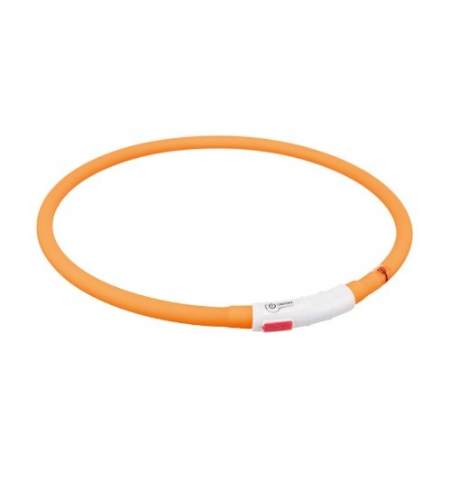 Trixie Opaska świecąca USB, silikonowa - pomarańczowa /XS–XL