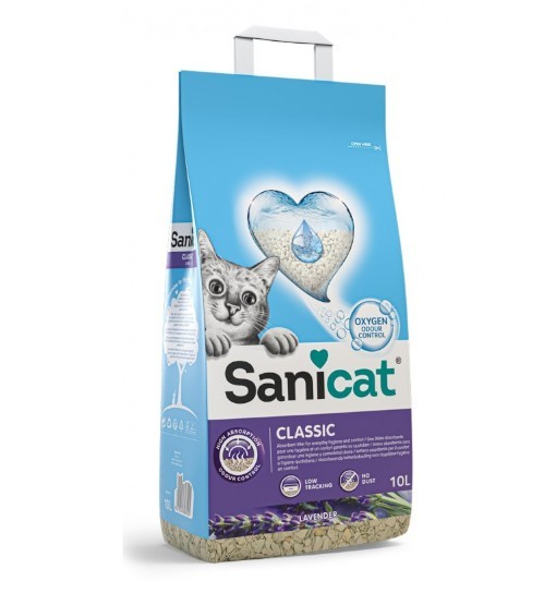 Sanicat Classic Lavender 10L - żwirek sepiolitowy o zapachu lawendowym
